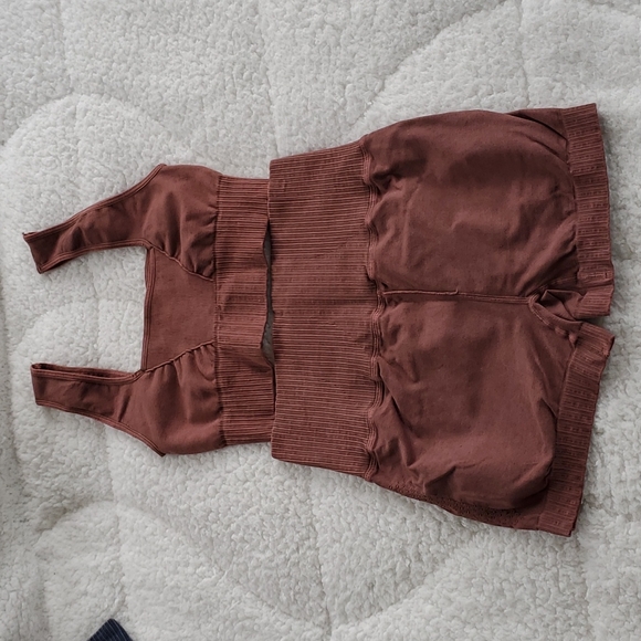 M/L Free People Good Karma Running Shorts and Square Neck Bra Set Violet Umber - Picture 3 of 14